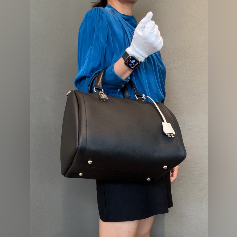 New Authentic Carolina Herrera CH Embossed two tone Genuine Leather Boston Bag - Picture 11 of 17